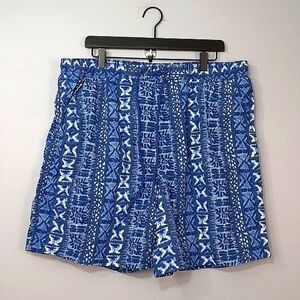 Caribbean Swimwear Men's Blue Print Swimming Trunk Shorts